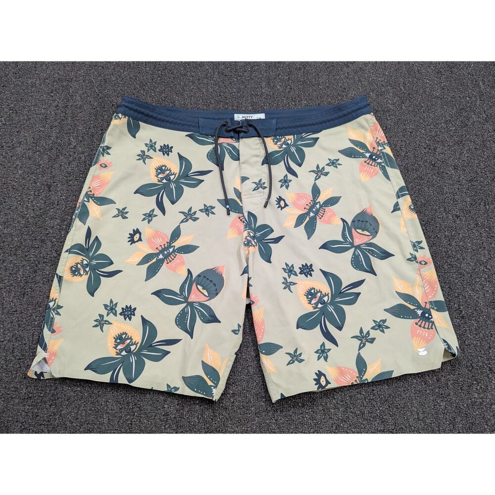 Jetty Atlantic Board Shorts Boardshorts Swim Trunks Green Floral Eyes Size 38